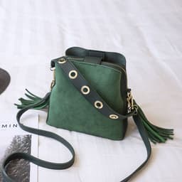 image-Spring new frosted tassel bucket bag Korean version of the wild shoulder bag female handkerchief retro Messenger