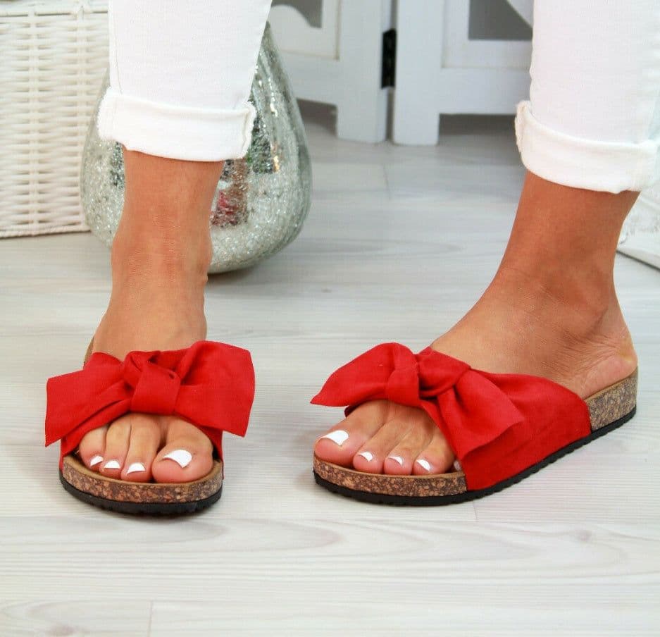 image-Summer Bow Shoes Women Slip On Sandals Comfy Shoes Casual Slides Bow-Knot Beach Slippers