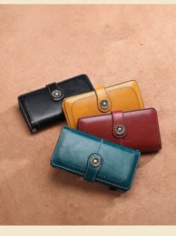 image-Hollow Women Clutch Leather Wallet Female Long Wallet Women Zipper Purse Strap Money Bag Purse