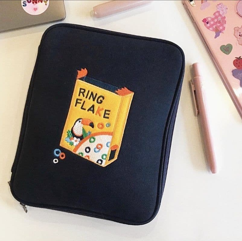 image-Compatible with Apple, Korean Embroidery Toast ipad Tablet Notebook Computer Liner Bag 11 inch 13 inch Handheld Digital Storage Bag