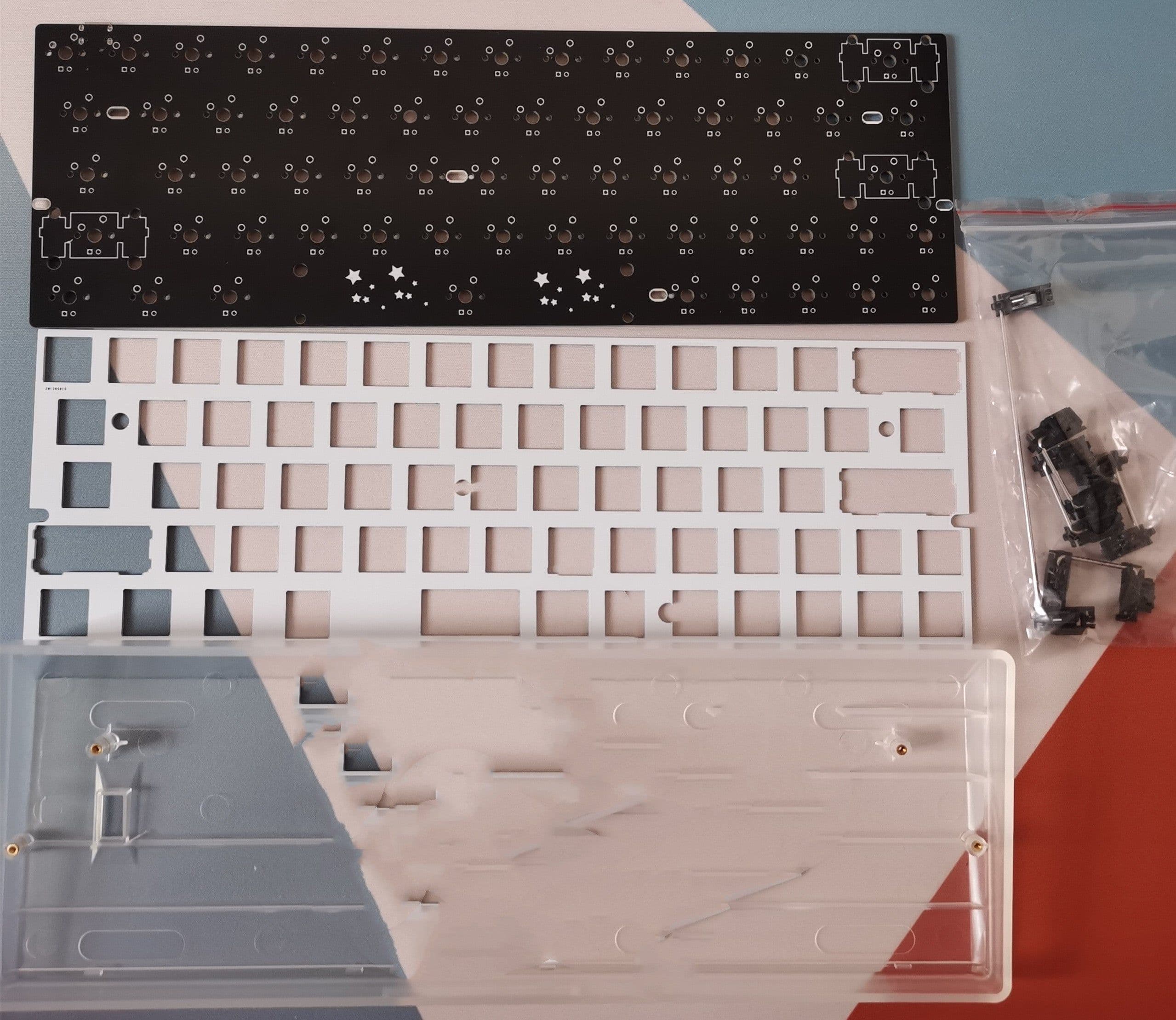 image-Customized Mechanical Keyboard Kit Left 64 Glass Fiber Positioning Plate RGB Bottom Light