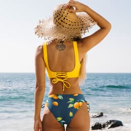 image-Women's Bikini Summer Swimsuit Front Cross Lace Up Two Piece Bathing Suit