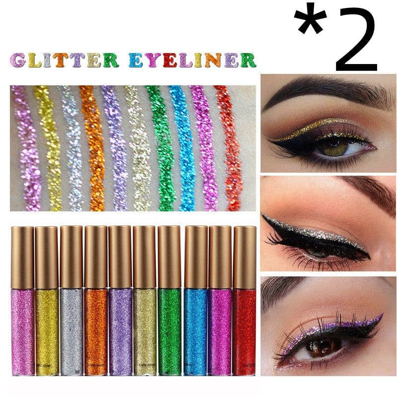 image-HANDAIYAN Brand 1 Pcs Glitter Liquid Eyeliner Pen 10 Colors Metallic Shine Eye Shadow & Liner Combination Pencil Eyes Makeup