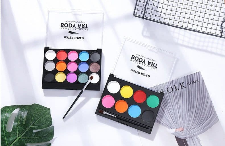 image-Water based face paint set pallet and brush body art