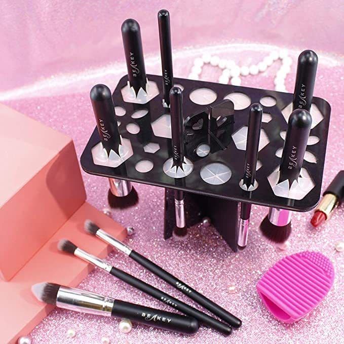 image-14 Hole Make up Brush Set Dry Rack Drying Brushes Shelf Multifunction Stand Display Cosmetic Clean Tool Wash Makeup Brush Holder