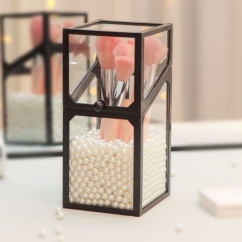 image-Glass makeup brush bucket