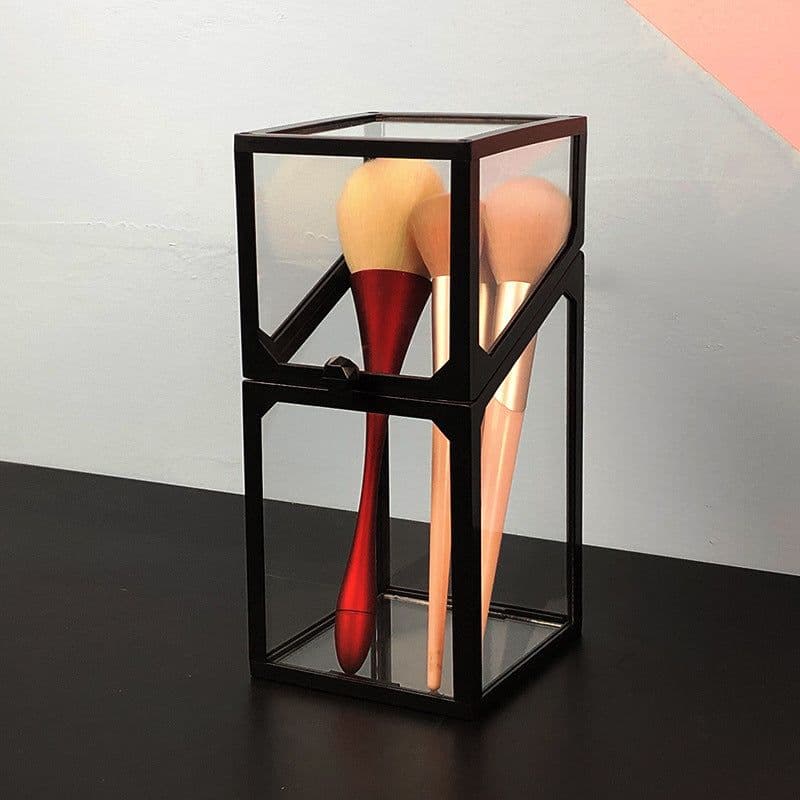 image-Glass makeup brush bucket