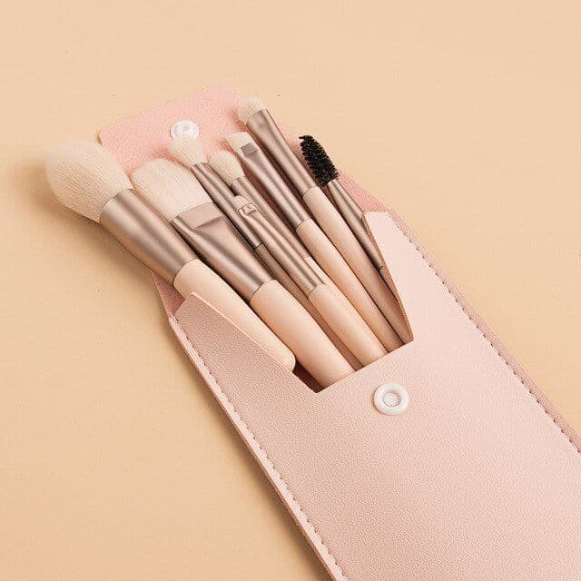 image-Travel Portable 8 Mini Makeup Brush Beauty Set