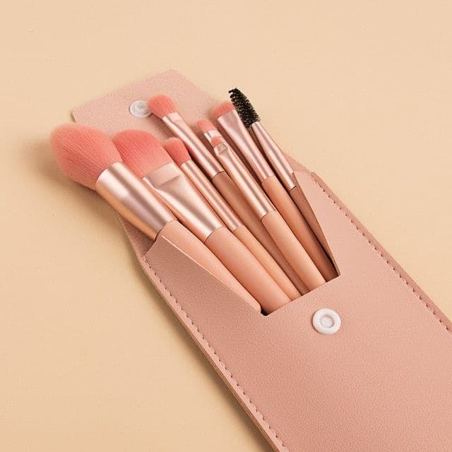 image-Travel Portable 8 Mini Makeup Brush Beauty Set