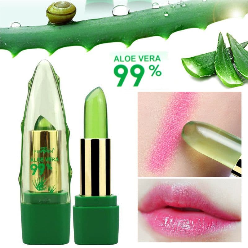 image-Aloe Vera Gel Color Changing Lipstick Gloss Moisturizer Anti-drying Desalination Fine-grain Lip Blam Care