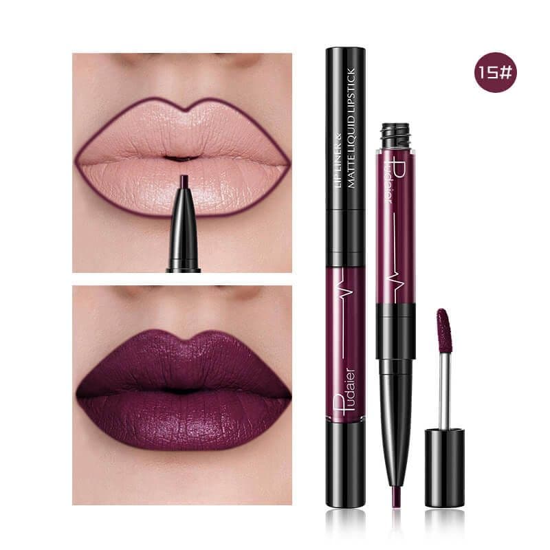 image-Pudaier Matte Lip Gloss Lip Liner 2 in1 Maquiagem Profissional Completa Agate Red Lip Tint Plumper Tattoo Makeup liquid Lipstick