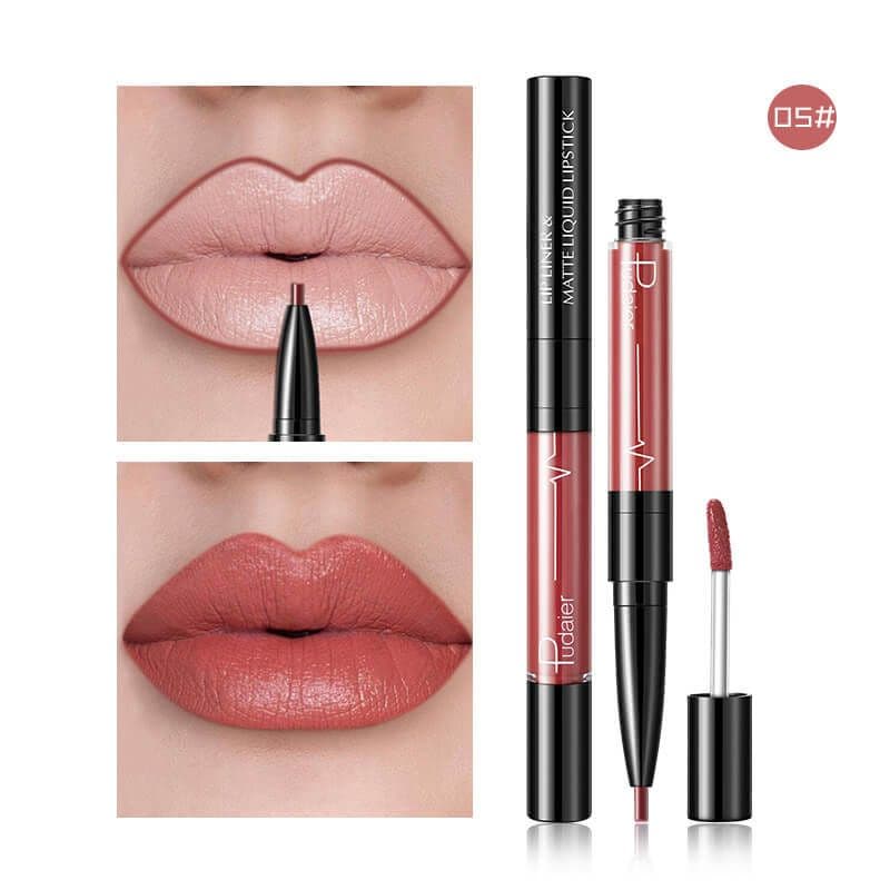 image-Pudaier Matte Lip Gloss Lip Liner 2 in1 Maquiagem Profissional Completa Agate Red Lip Tint Plumper Tattoo Makeup liquid Lipstick