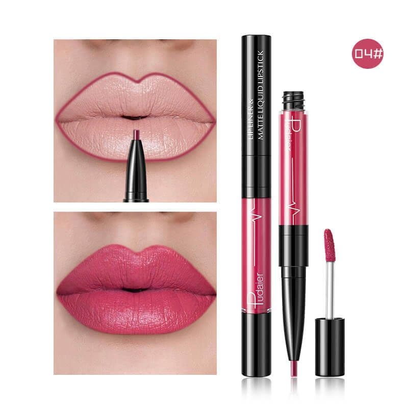 image-Pudaier Matte Lip Gloss Lip Liner 2 in1 Maquiagem Profissional Completa Agate Red Lip Tint Plumper Tattoo Makeup liquid Lipstick