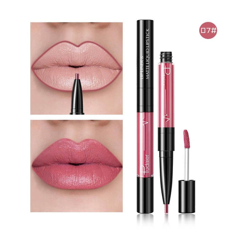 image-Pudaier Matte Lip Gloss Lip Liner 2 in1 Maquiagem Profissional Completa Agate Red Lip Tint Plumper Tattoo Makeup liquid Lipstick