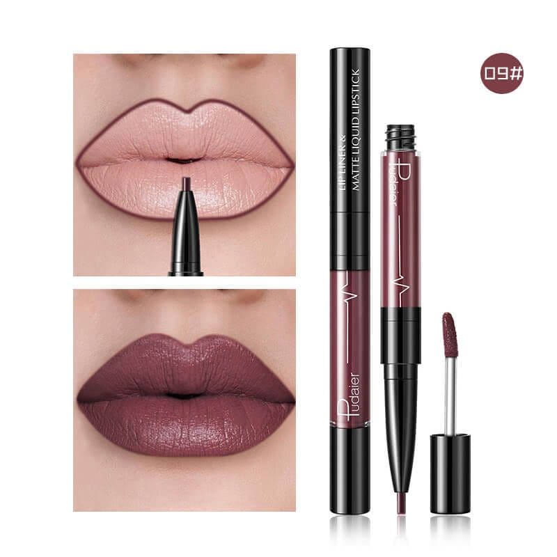 image-Pudaier Matte Lip Gloss Lip Liner 2 in1 Maquiagem Profissional Completa Agate Red Lip Tint Plumper Tattoo Makeup liquid Lipstick