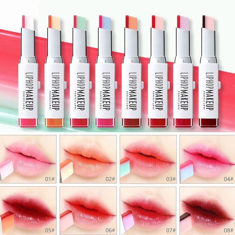 image-Hot Sale Women Double Color Lipstick Waterproof Long-Lasting Lip Gloss Moisturzing Nourishing Lipsticks Balm Lip Cosmetics