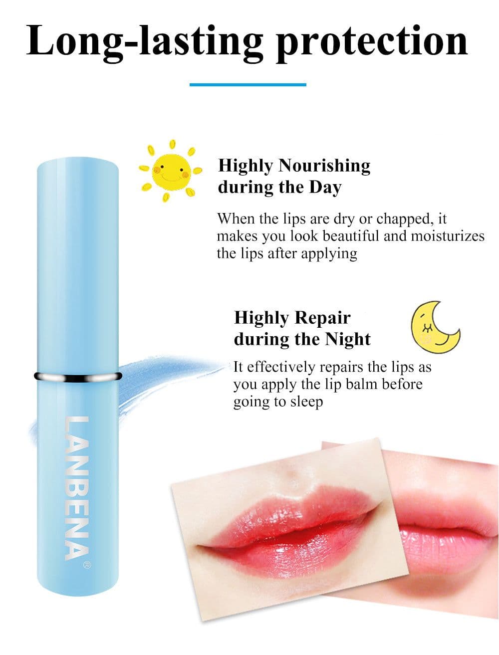 image-Hyaluronic Acid Long-lasting Nourishing Lip Balm Lip Plumper Moisturizing Reduce Fine Lines Relieve Dryness Lip Care