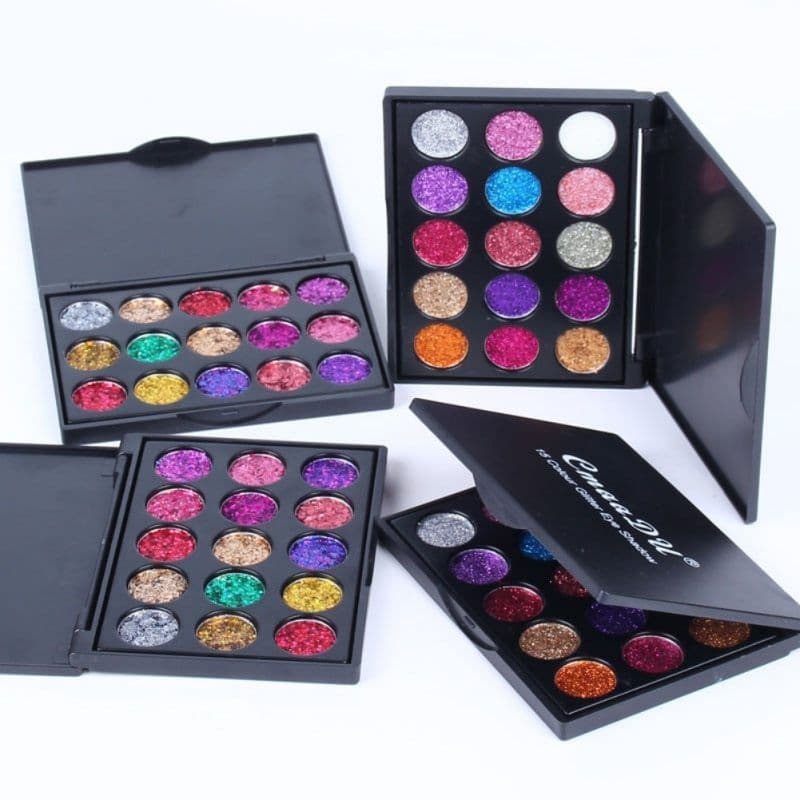 image-Female Natural Waterproof Glitter Eyeshadow Palette Shining Metals Powder Shimmer Eye Shadow Pigments Kits Diamond 15 Colors