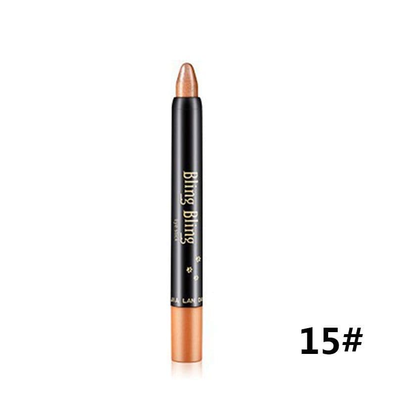 image-Pearlescent Silkworm Eyeshadow Pen Lasting Waterproof And Not Blooming Shiny Pearlescent Gel Pen 15 Color Eye Shadow Pen