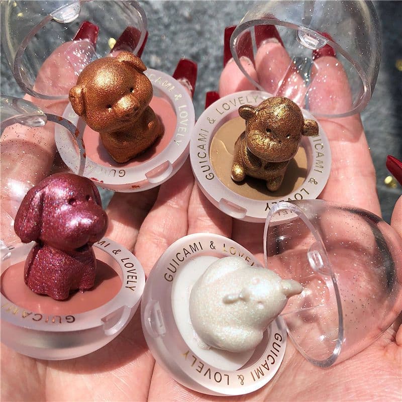 image-Glitter Highlighter Holographic Makeup Cute Animals Palette Shimmer and Shine Bronzer Highlight Eyeshadow Cosmetics Illuminatorl