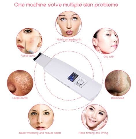 image-Ultrasonic Skin Scrubber Face Cleanser Blackhead Acne Removal Facial Spa Vibration Massager Ultrasound Peeling Clean Machine 394