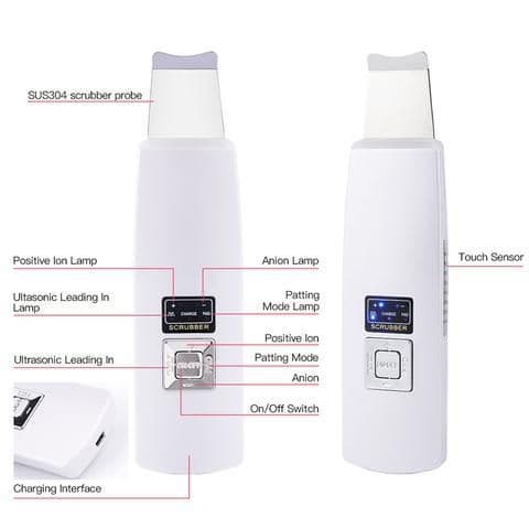 image-Ultrasonic Skin Scrubber Face Cleanser Blackhead Acne Removal Facial Spa Vibration Massager Ultrasound Peeling Clean Machine 394