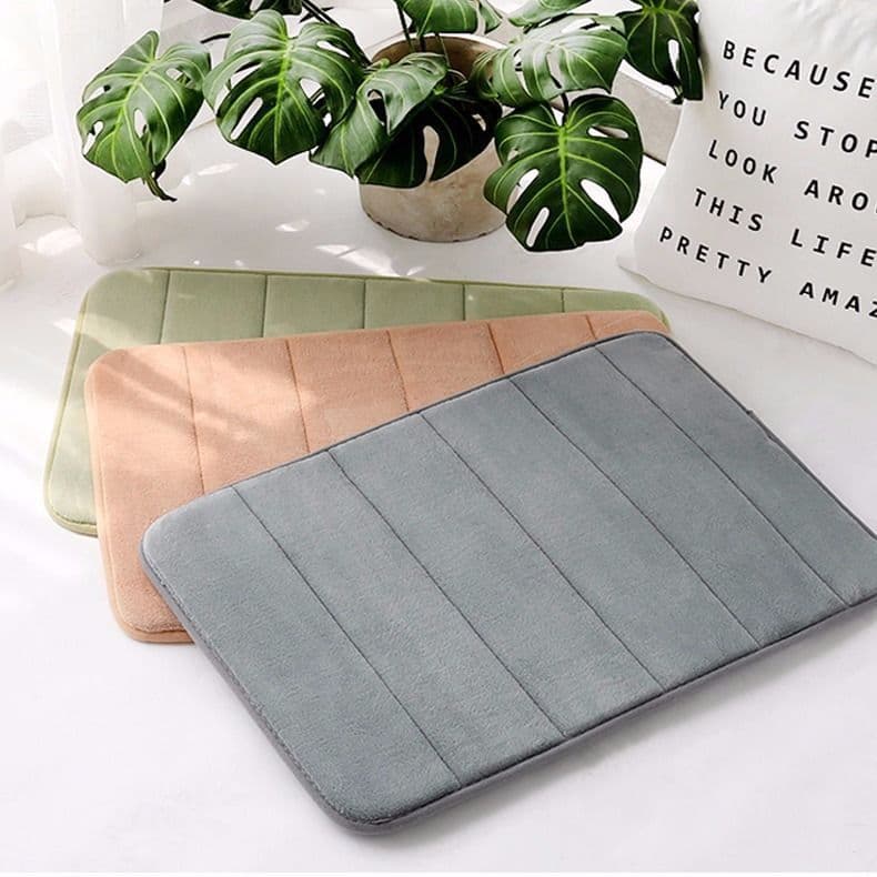image-Home Bath Mat Coral Fleece Bathroom Carpet Water Absorption Non-slip Memory Foam Absorbent Washable Rug Toilet Floor Mat