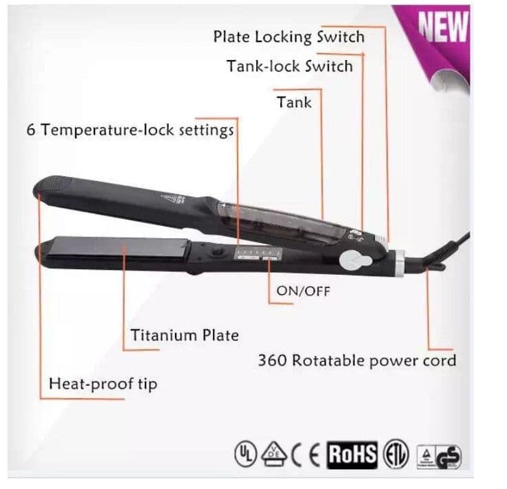 image-Steam Hair Straightener Spray Clamp