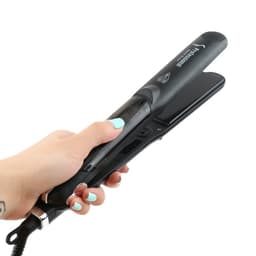 image-Steam Function Flat Iron Tourmaline Ceramic Vapor Professional Hair Straightener with Argan Oil Infusion Straightening Irons