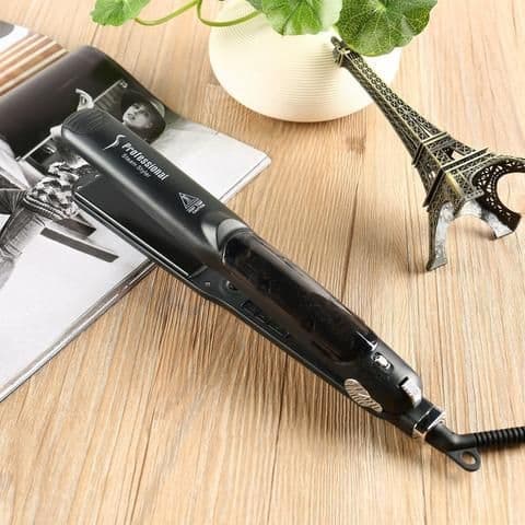 image-Steam Function Flat Iron Tourmaline Ceramic Vapor Professional Hair Straightener with Argan Oil Infusion Straightening Irons