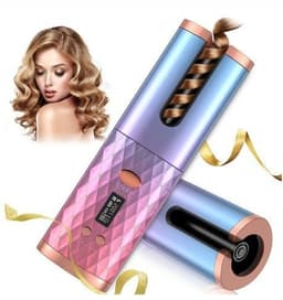 image-Rechargeable Automatic Hair Curler Women Portable Hair Curling Iron LCD Display Ceramic Curly Rotating Curling Wave Styer