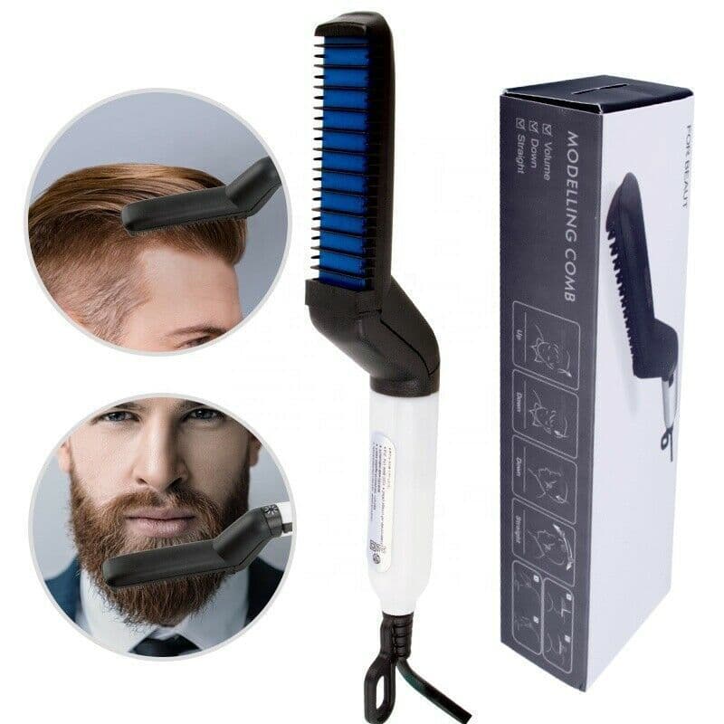 image-Hair Straightener Men Multifunctional Comb Curling Electric Brush Professional Hair Comb Brush Beard Straightener Hair Curler Fast Heating Styling Tools