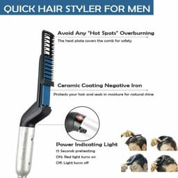 image-Hair Straightener Men Multifunctional Comb Curling Electric Brush Professional Hair Comb Brush Beard Straightener Hair Curler Fast Heating Styling Tools