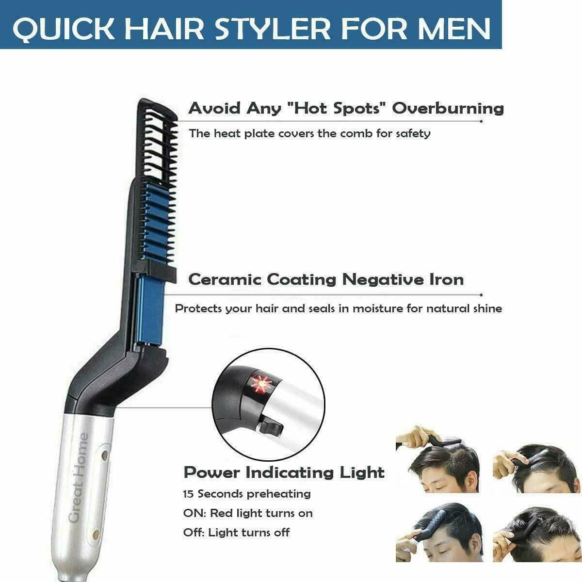 image-Hair Straightener Men Multifunctional Comb Curling Electric Brush Professional Hair Comb Brush Beard Straightener Hair Curler Fast Heating Styling Tools