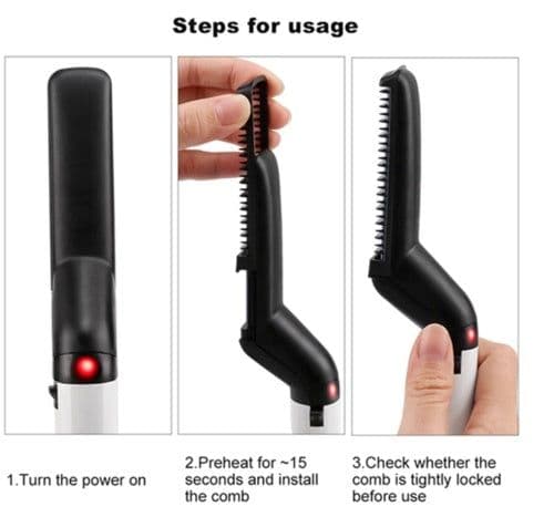 image-Hair Straightener Men Multifunctional Comb Curling Electric Brush Professional Hair Comb Brush Beard Straightener Hair Curler Fast Heating Styling Tools