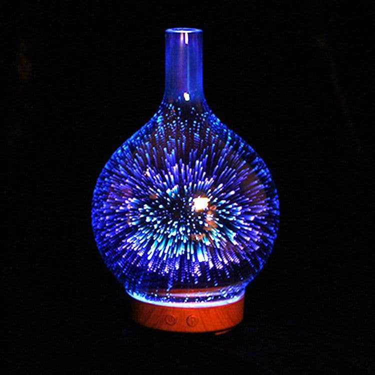 image-3D Glass Aroma Diffuser Colorful Lamp Humidifier Night Light