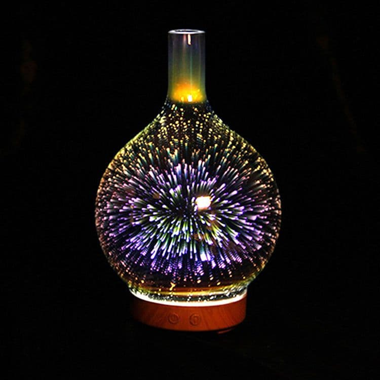 image-3D Glass Aroma Diffuser Colorful Lamp Humidifier Night Light
