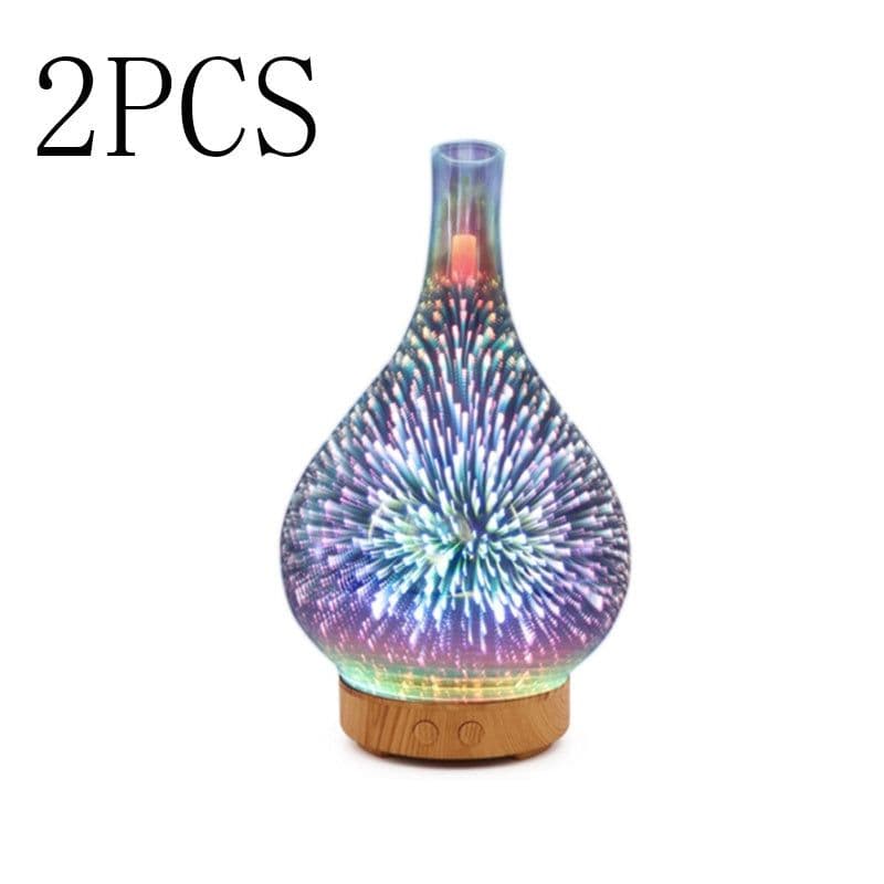 image-3D Glass Aroma Diffuser Colorful Lamp Humidifier Night Light