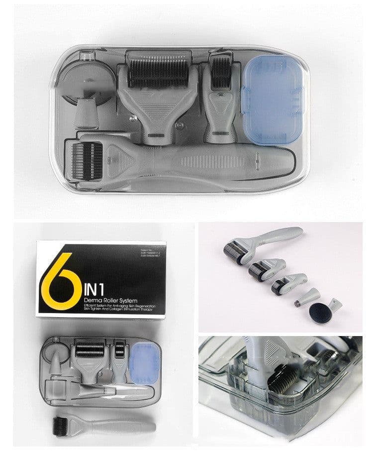 image-DermaKit™ 6-in-1 Derma Roller Kit Facial Microneedling Set Facial Skin Care Tools Gift Set