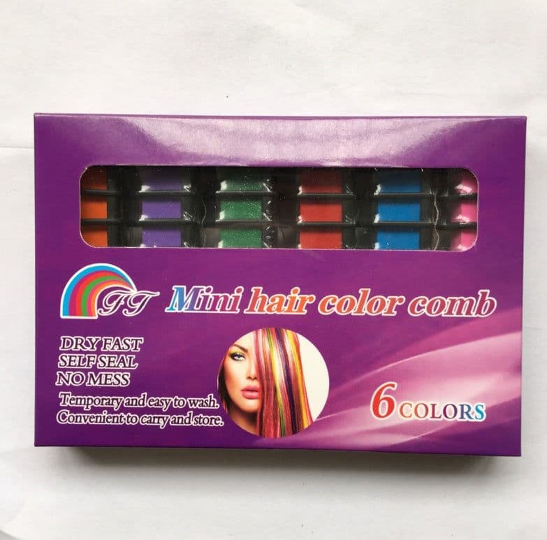 image-Temporary Mini Disposable Crayons Hair Color Dyeing Mascara Dye Chalk Box With Brush