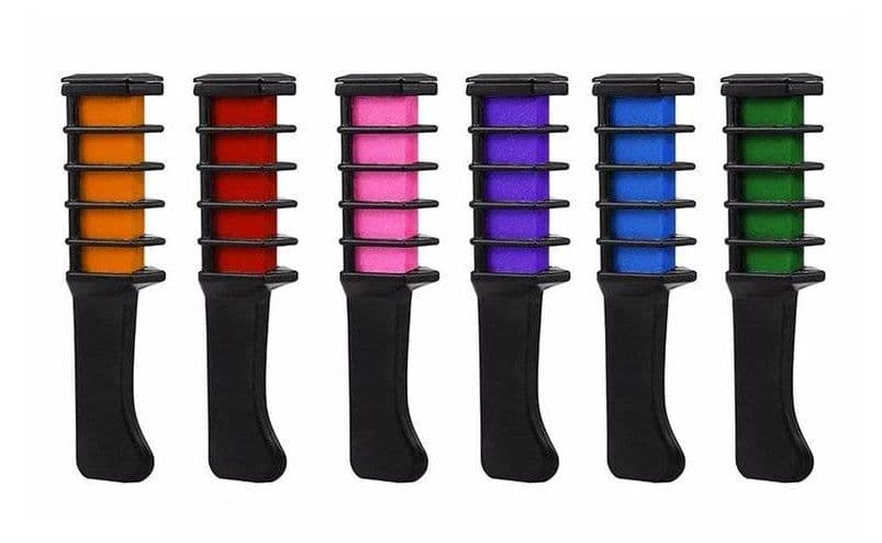 image-Temporary Mini Disposable Crayons Hair Color Dyeing Mascara Dye Chalk Box With Brush