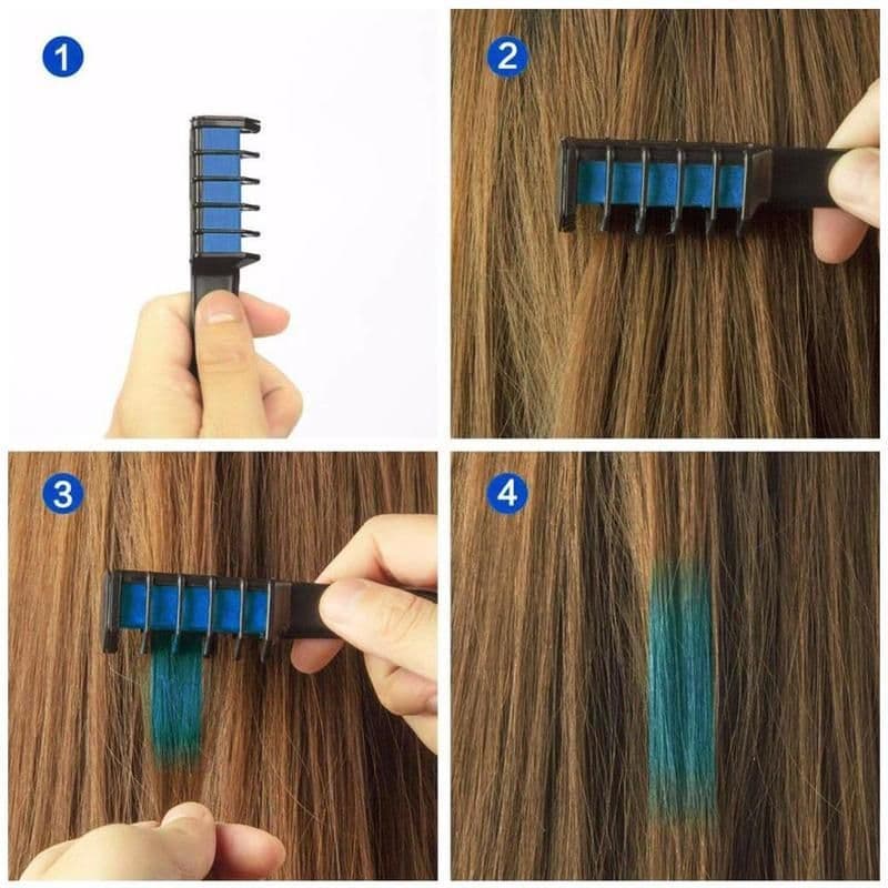 image-Temporary Mini Disposable Crayons Hair Color Dyeing Mascara Dye Chalk Box With Brush