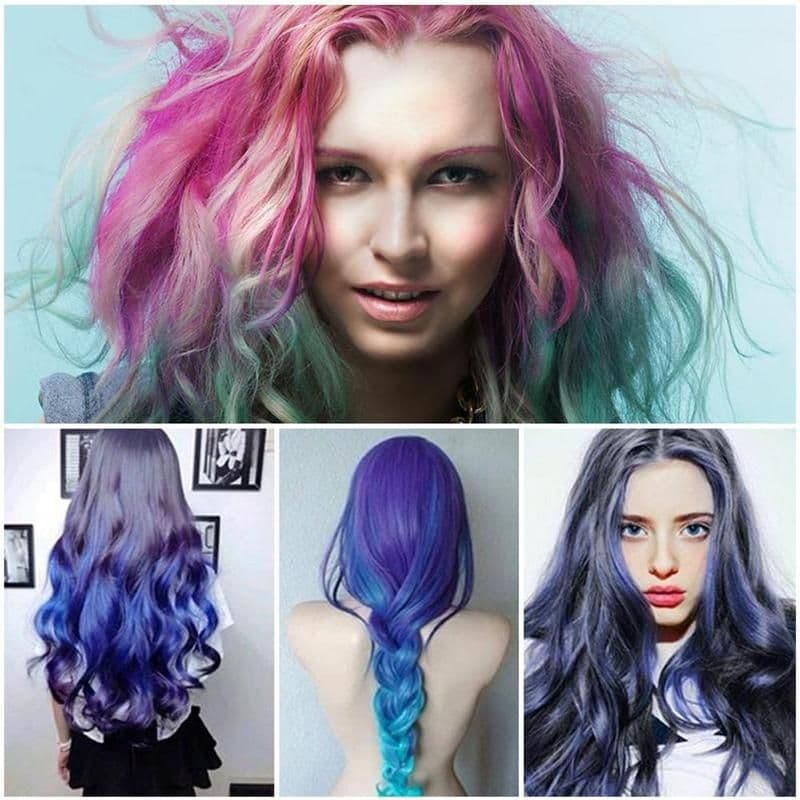 image-Temporary Mini Disposable Crayons Hair Color Dyeing Mascara Dye Chalk Box With Brush