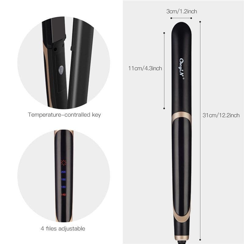 image-Professional Hair Straightener Curler Hair Flat Iron Negative Ion Infrared Hair Straighting Curling Iron Corrugation LED Display
