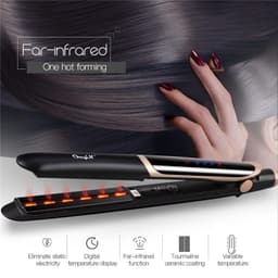 image-Professional Hair Straightener Curler Hair Flat Iron Negative Ion Infrared Hair Straighting Curling Iron Corrugation LED Display