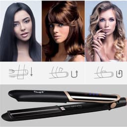 image-Professional Hair Straightener Curler Hair Flat Iron Negative Ion Infrared Hair Straighting Curling Iron Corrugation LED Display