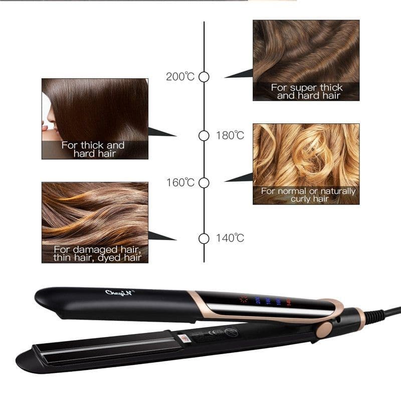 image-Professional Hair Straightener Curler Hair Flat Iron Negative Ion Infrared Hair Straighting Curling Iron Corrugation LED Display