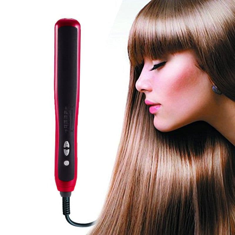 image-Home automatic adjustable temperature red hair straightener