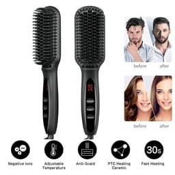image-2 in1 Hair Straightener Brush Heating Beard Clip Comb Styler Electric Ionic Straightening Brush