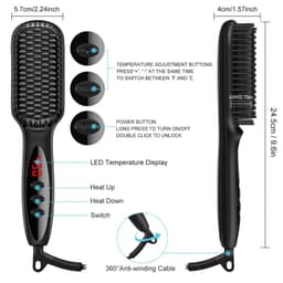 image-2 in1 Hair Straightener Brush Heating Beard Clip Comb Styler Electric Ionic Straightening Brush